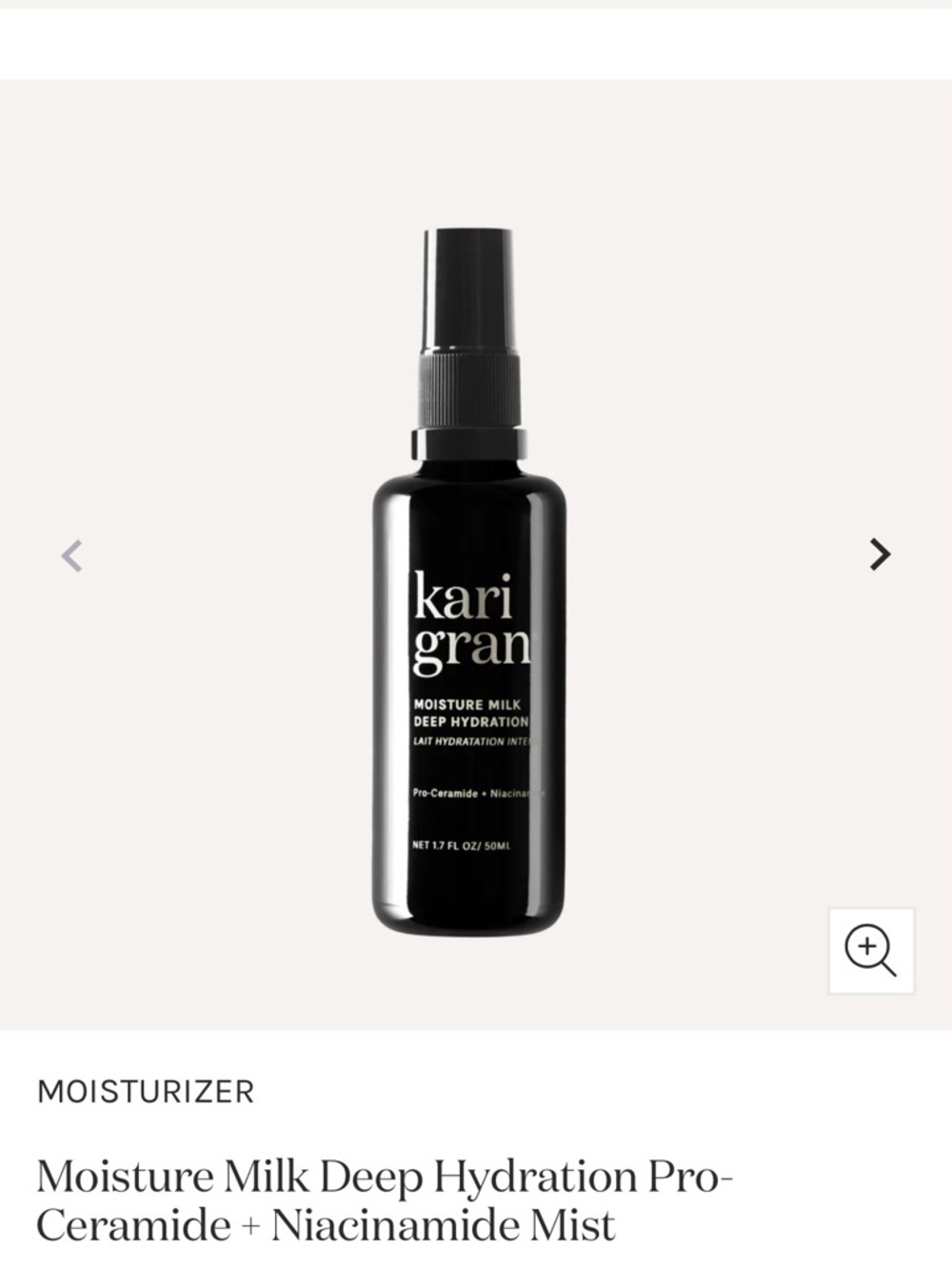 Kari Gran Moisture Milk Deep Hydration Mist - Black Bottle